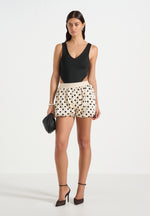 Zoe - Satin Polka Dot Balloon Shorts - White