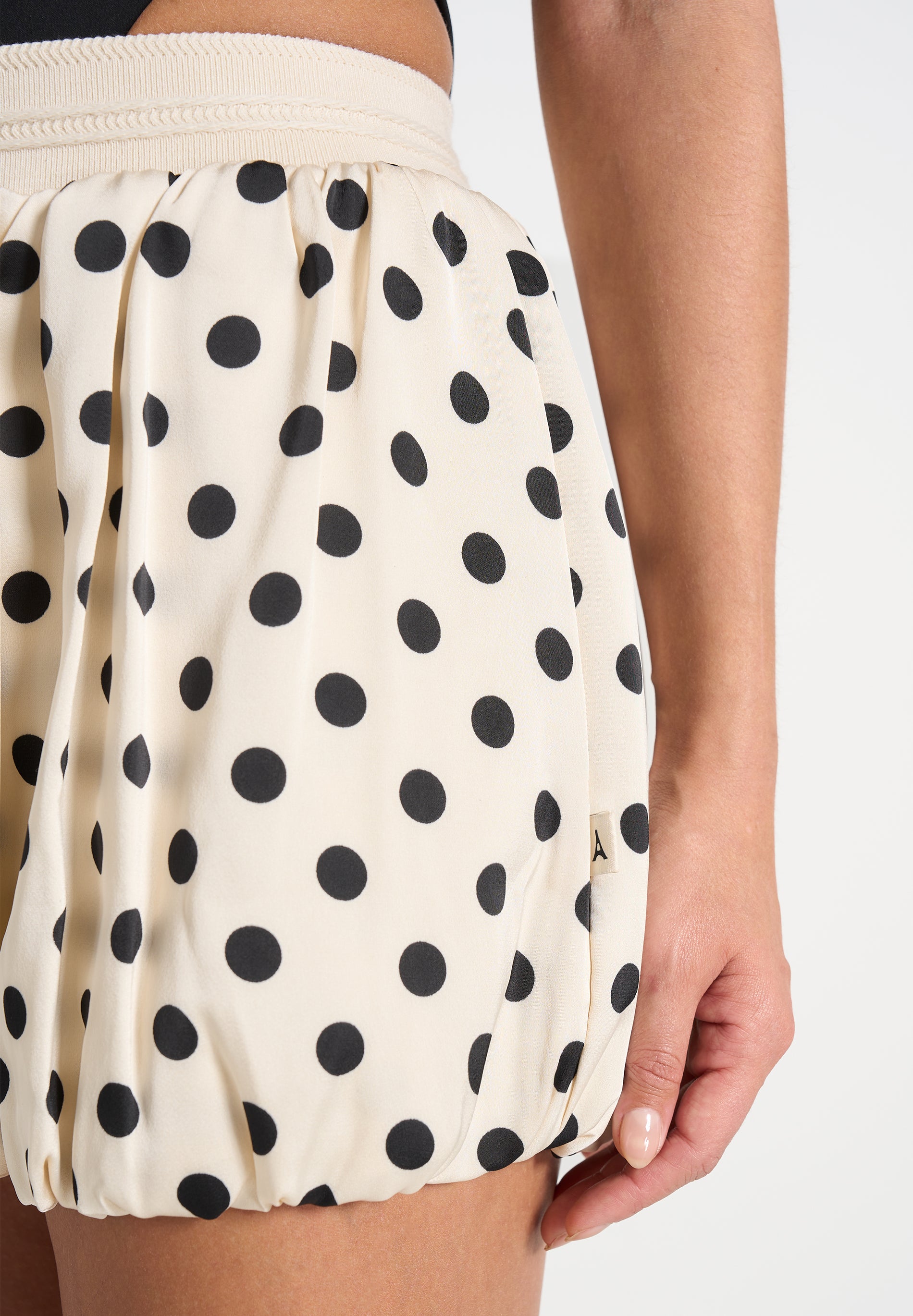 Zoe - Satin Polka Dot Balloon Shorts - White