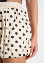 Zoe - Satin Polka Dot Balloon Shorts - White
