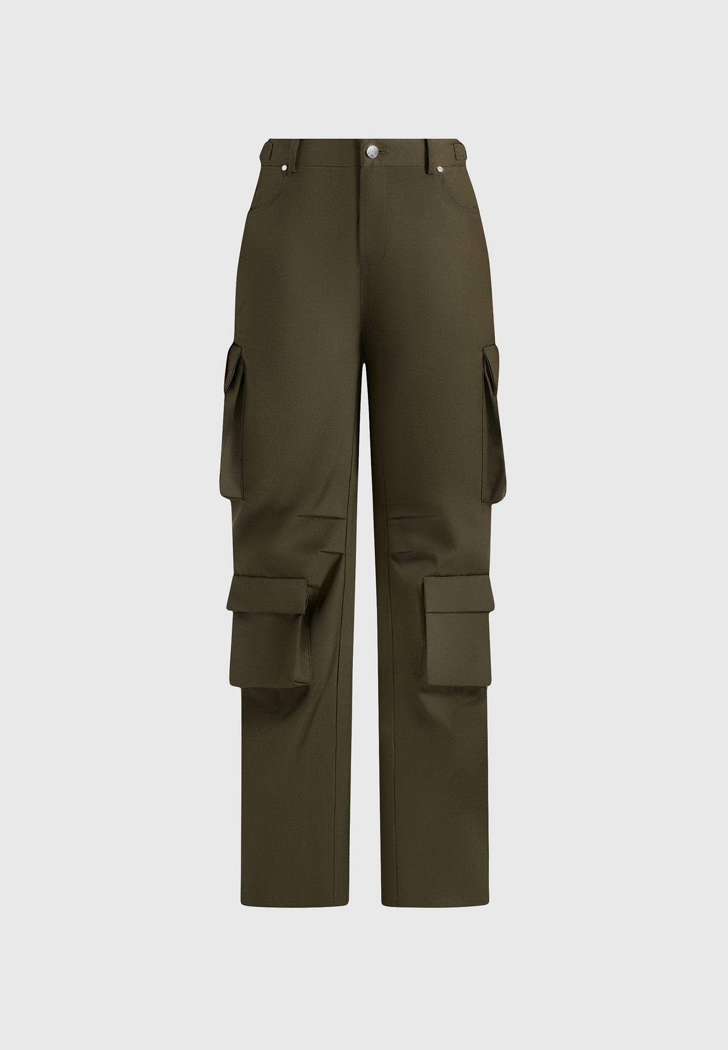 Emilie - High Waisted Twill Cargo Pants - Olive