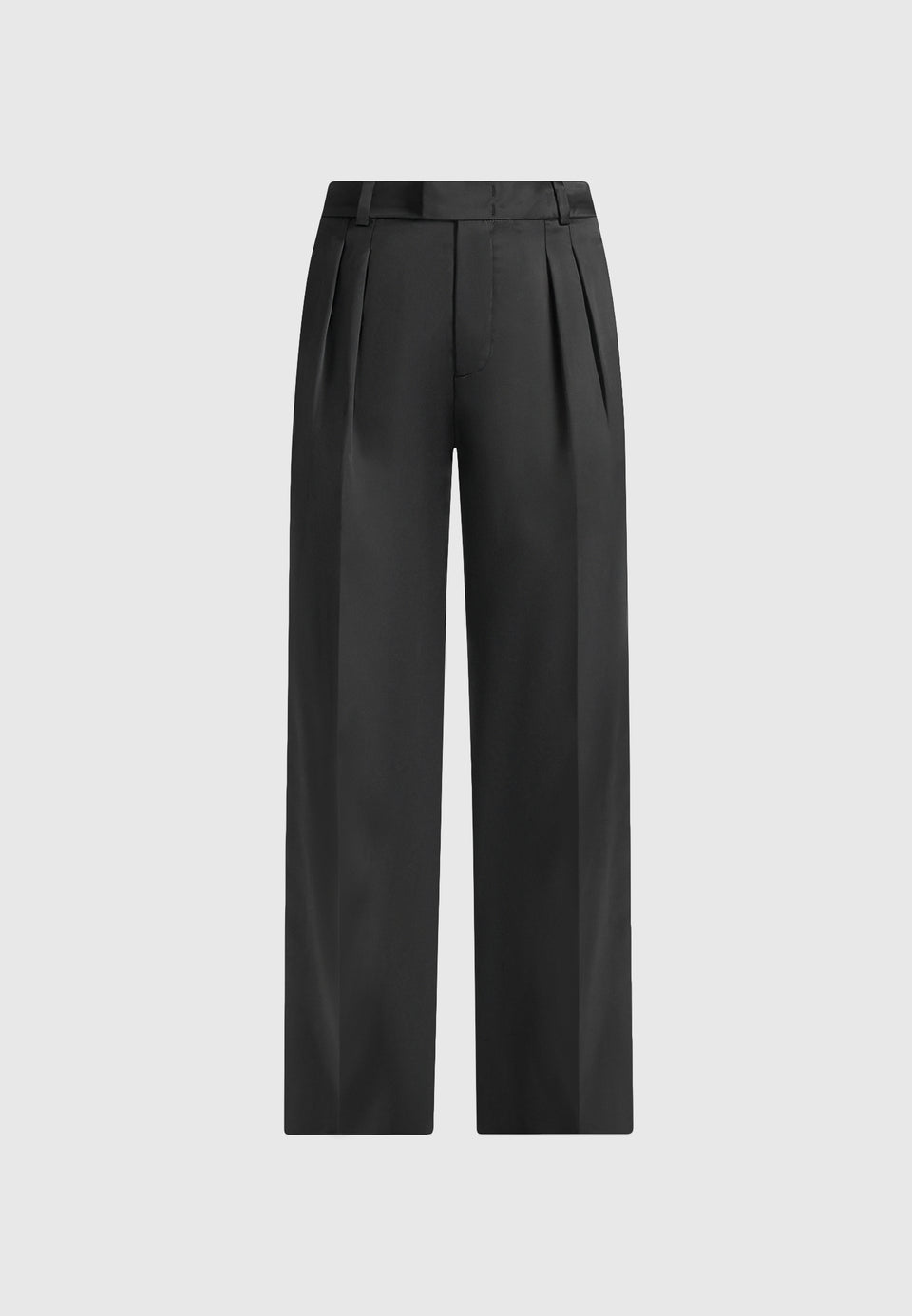 Julie - Satin Twin Pleat Trousers - Black