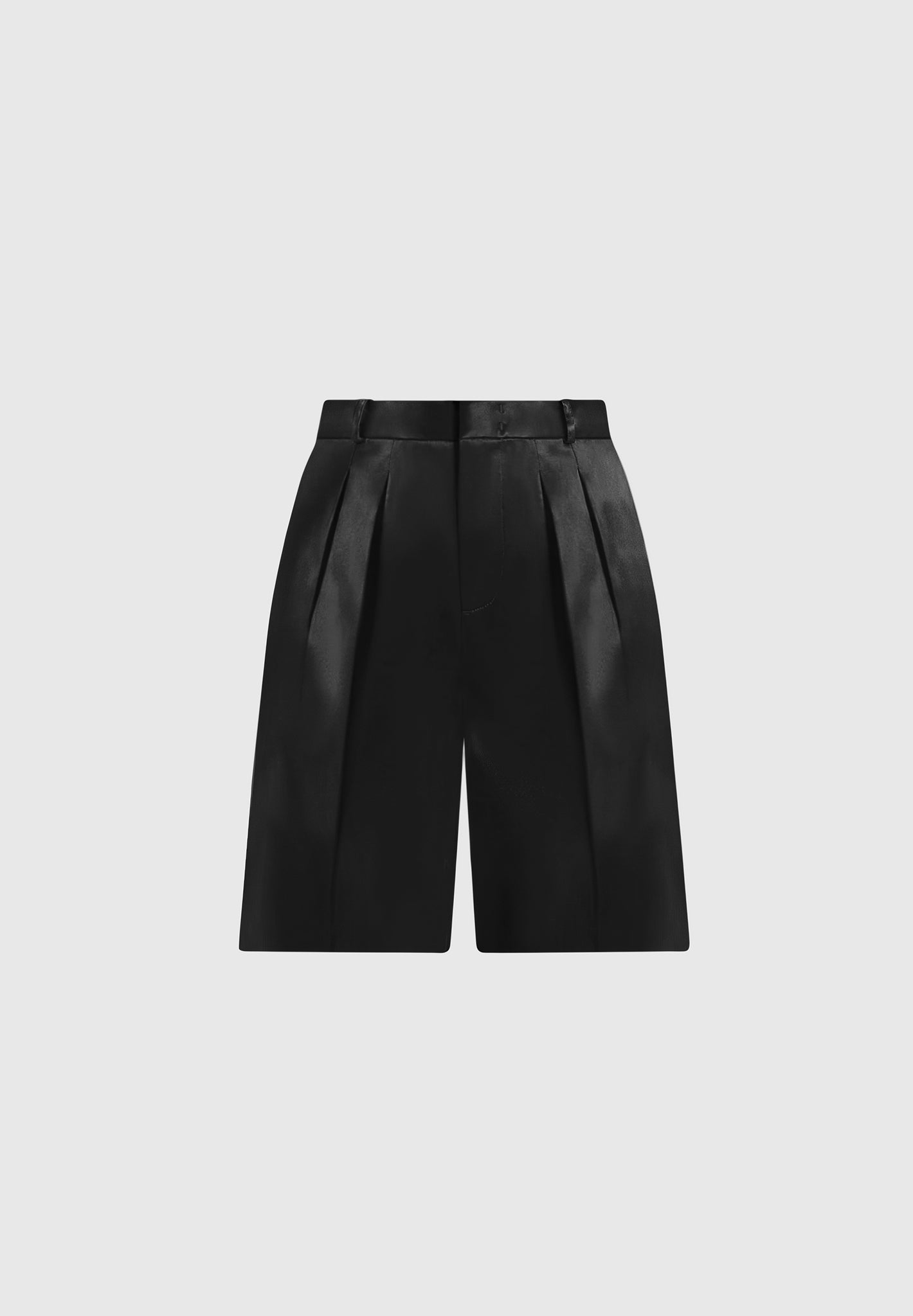 lorette-satin-double-pleat-shorts-black