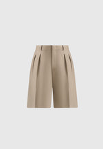Lorette - Double Pleat Tailored Shorts - Taupe
