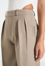 Lorette - Double Pleat Tailored Shorts - Taupe