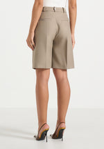 Lorette - Double Pleat Tailored Shorts - Taupe