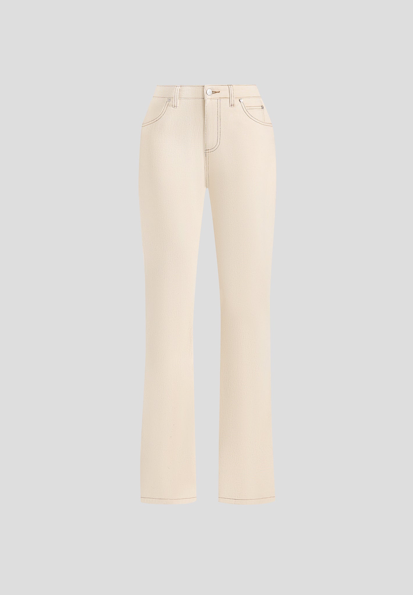 Abbie - Stacked Fit And Flare Jeans - Cream
