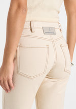 Abbie - Stacked Fit And Flare Jeans - Cream