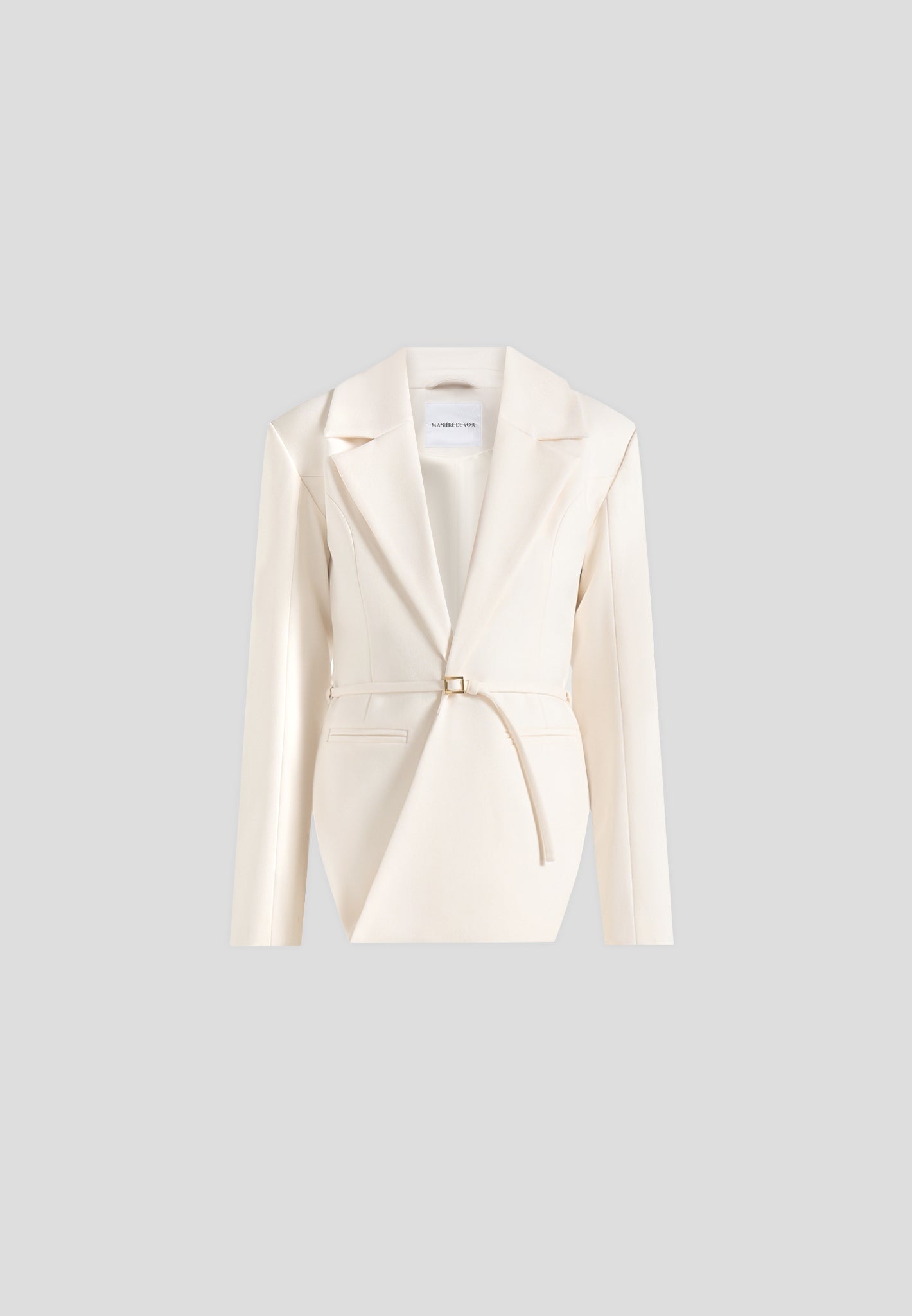 Yuna - Plunge Tailored Blazer With Belt - Off White