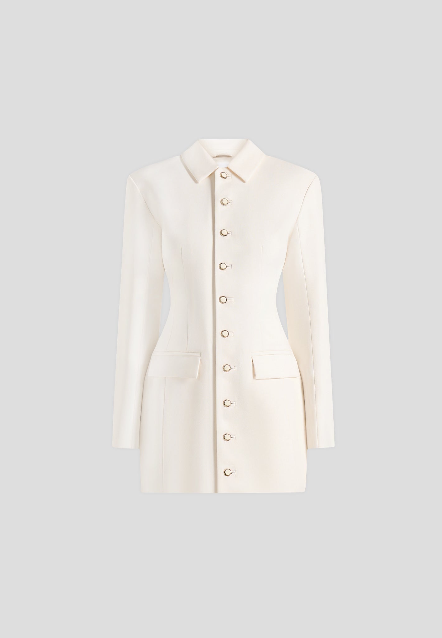 Amelie - Cinch Button Up Blazer Dress - Off White