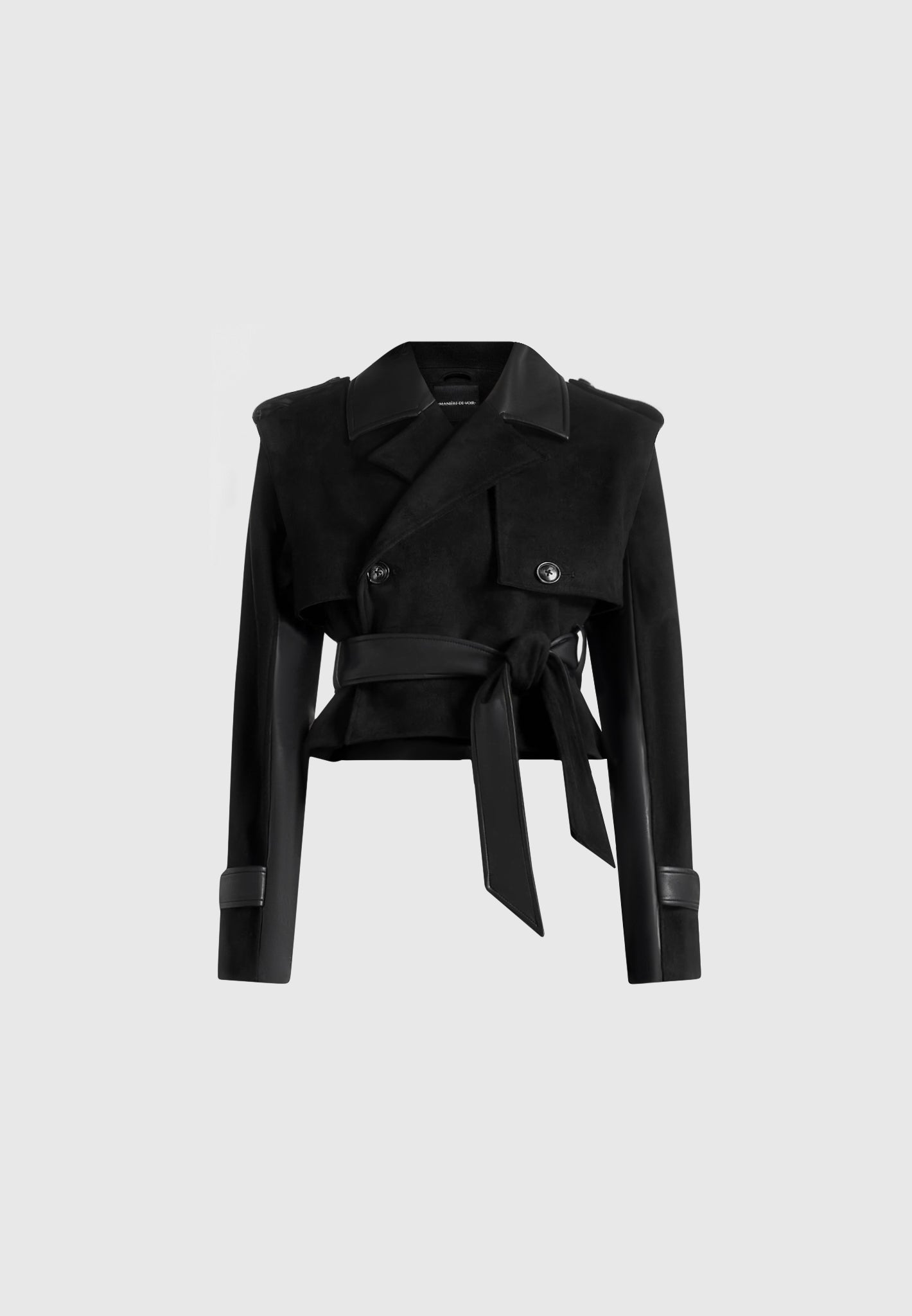 Lelia - Cropped Gabardine Trench 2-in-1 Gilet Coat With Belt - Black