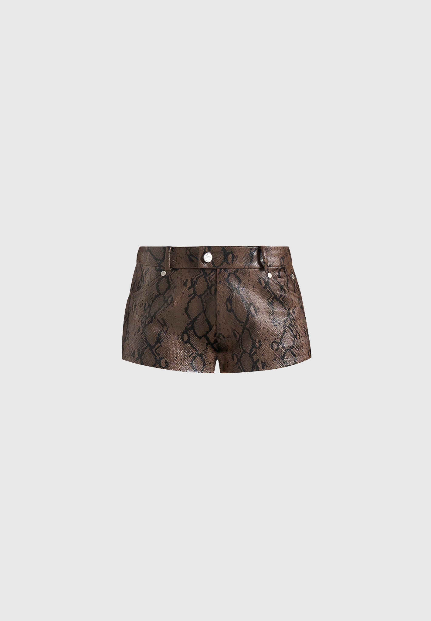 Samia - Python Mini Shorts - Brown