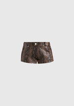 Samia - Python Mini Shorts - Brown