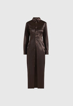 Etta - Crinkled Satin Midi Shirt Dress - Brown