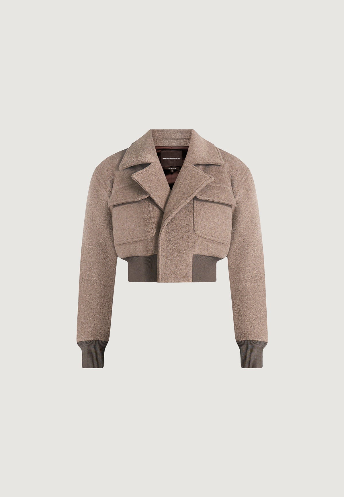 Cosette - Wool Lapel Bomber Jacket - Taupe