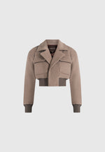 Cosette - Wool Lapel Bomber Jacket - Taupe