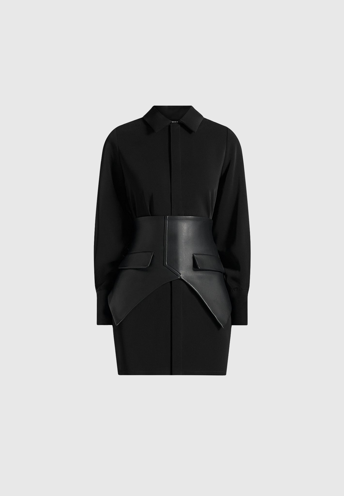 Keira - Corset Overlay Shirt Mini Dress - Black