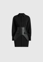 Keira - Corset Overlay Shirt Mini Dress - Black
