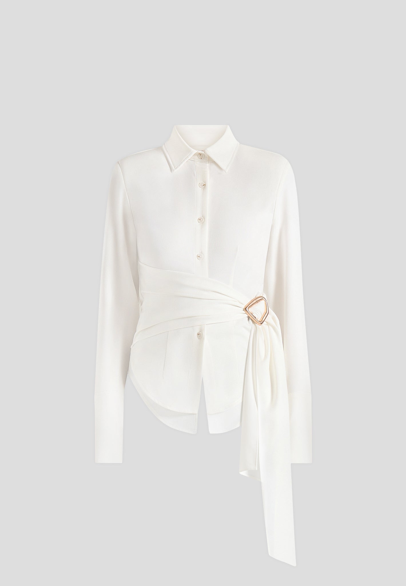 Fia - Wrap Shirt With Hardware Detail - White