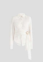 Fia - Wrap Shirt With Hardware Detail - White