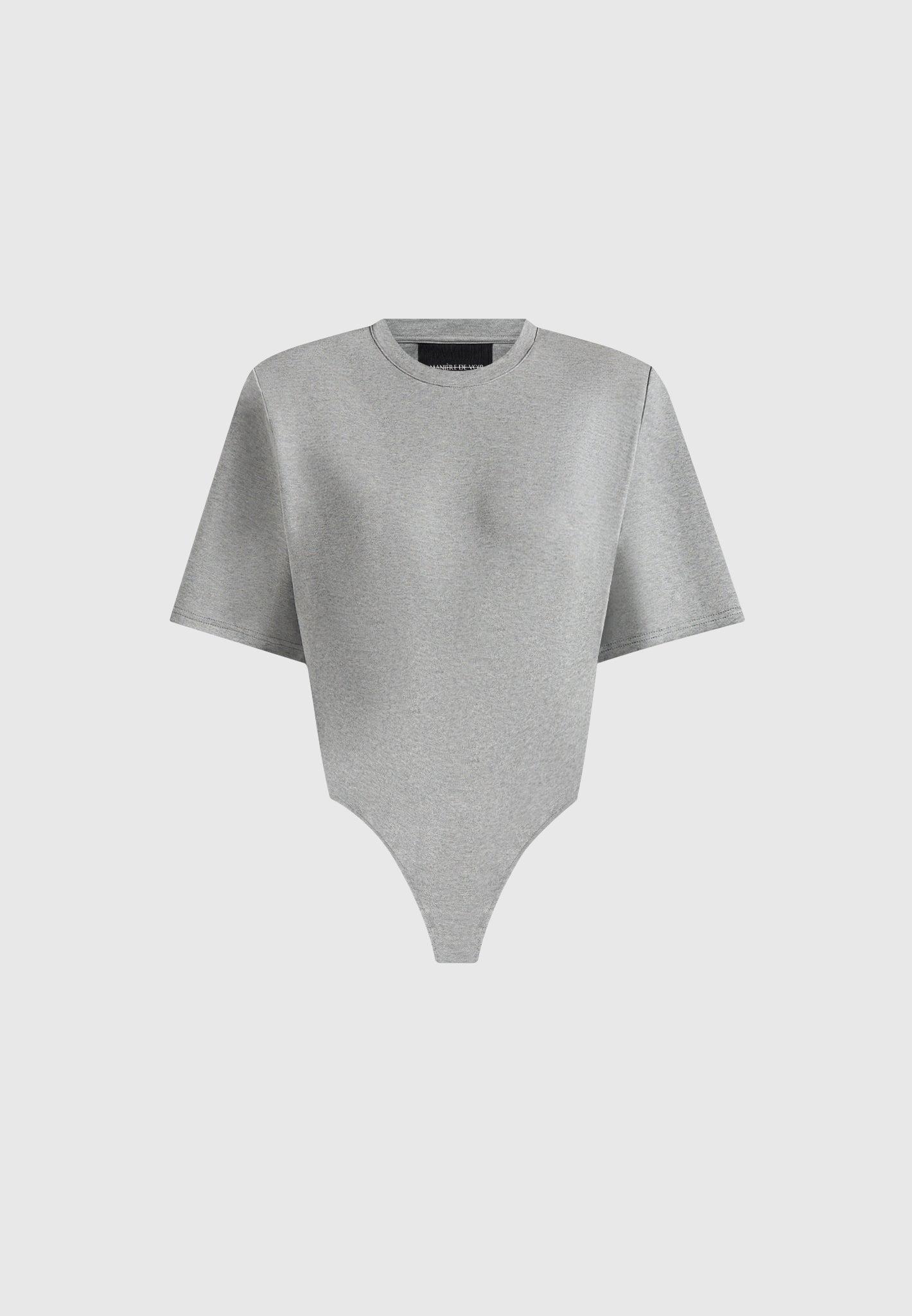 Mia - Wide Shoulder Bodysuit T-Shirt - Grey