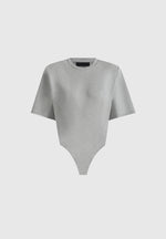 Mia - Wide Shoulder Bodysuit T-Shirt - Grey