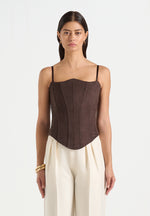 Scarlett - Suede Lace Up Corset  - Brown