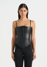 Scarlett - Leather Lace Up Corset - Black