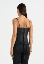 Scarlett - Leather Lace Up Corset - Black