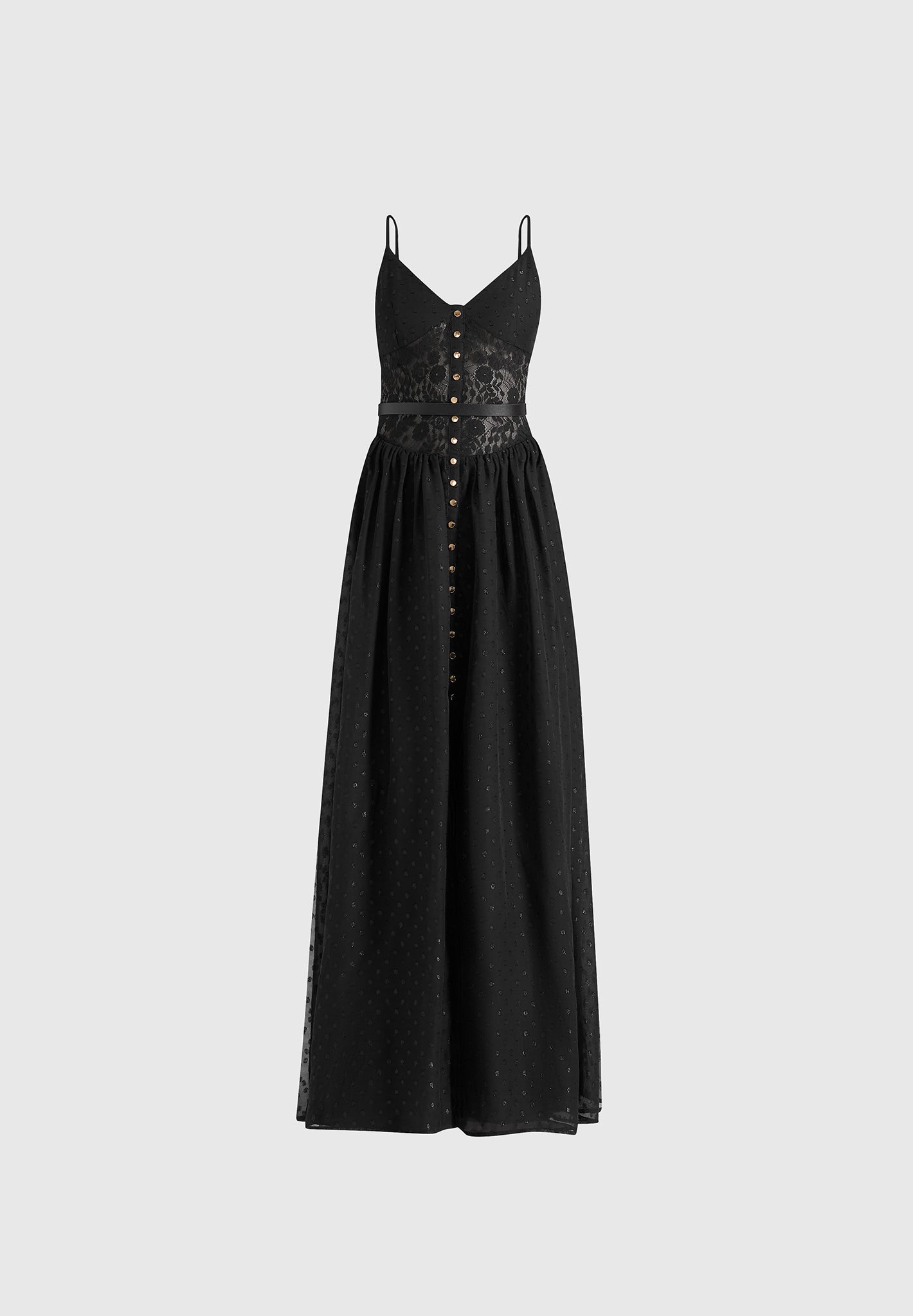 Rosie - Lace Corset Maxi Dress - Black