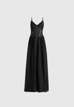 Rosie - Lace Corset Maxi Dress - Black