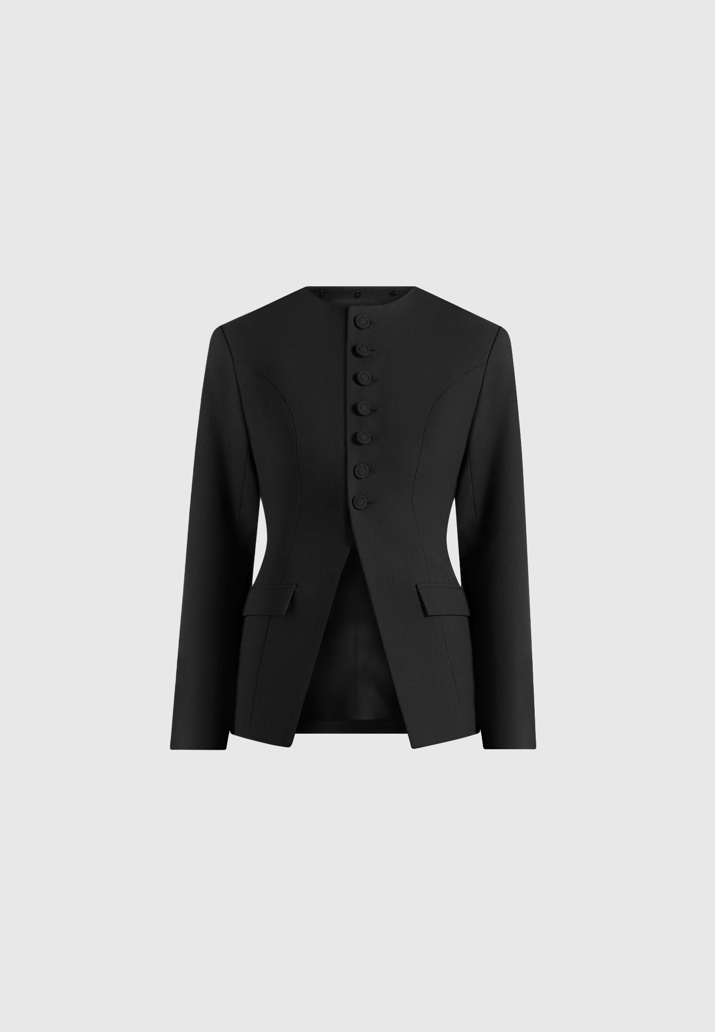 Harper - Tailored Cinch Blazer With Detachable Collar - Black