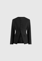 Harper - Tailored Cinch Blazer With Detachable Collar - Black