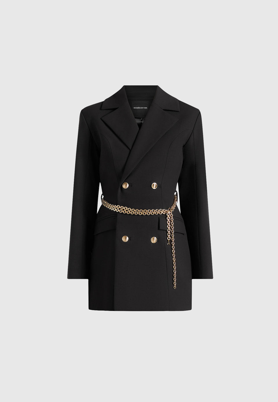 zara-double-breasted-blazer-dress-with-chain-black