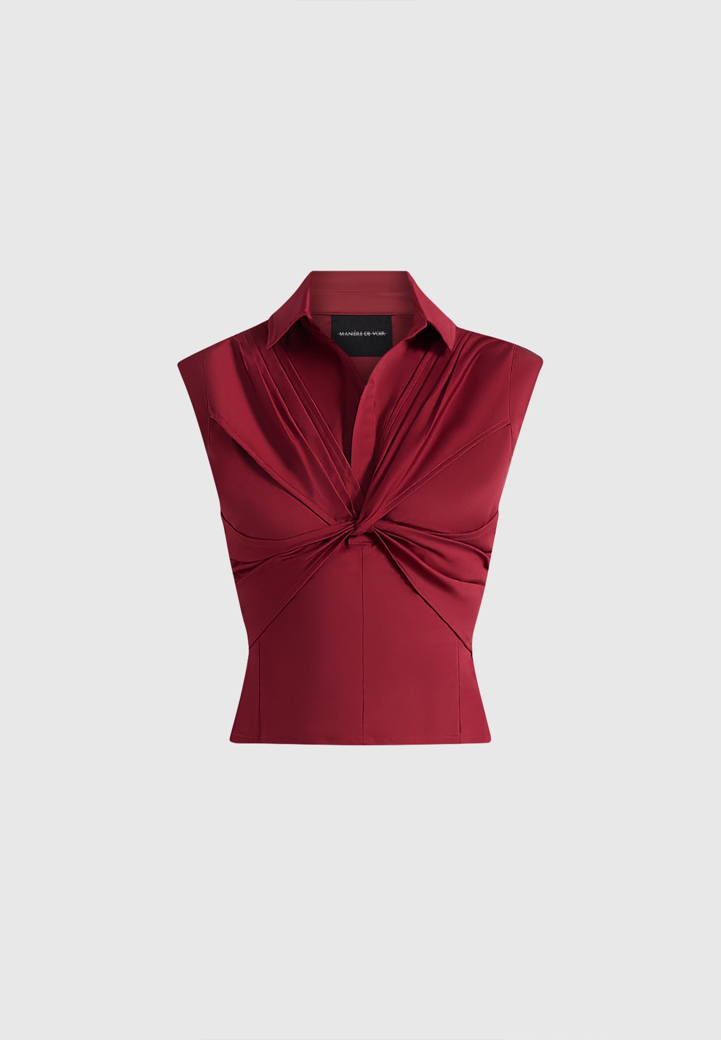 Yvette - Twist Front Sleeveless Shirt - Wine Red
