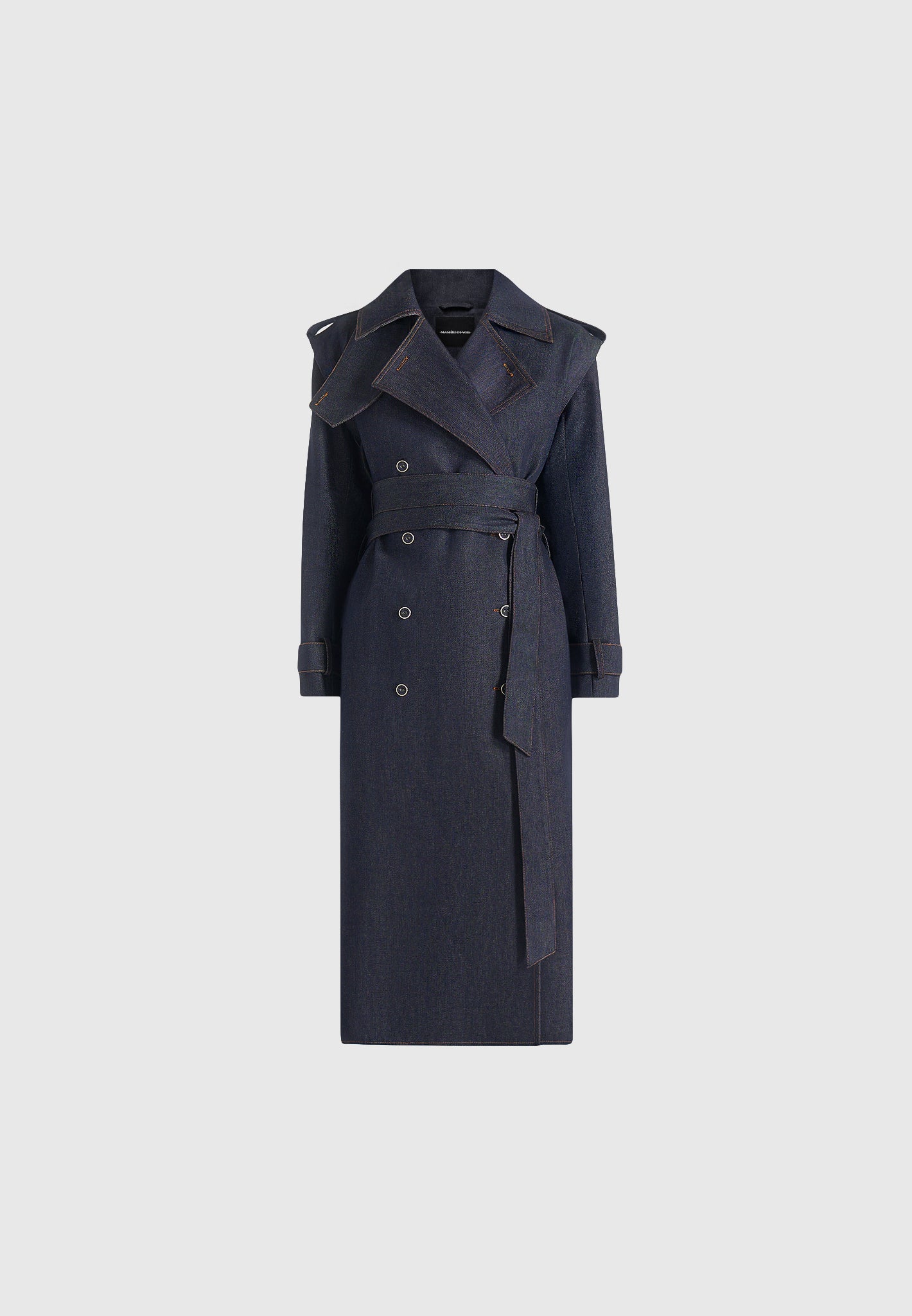 Esther - Denim Trench Coat With Double Belt - Indigo