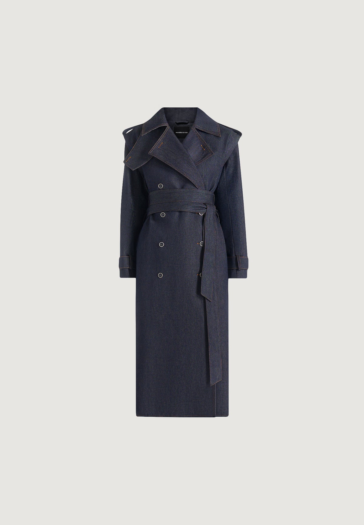 Esther - Denim Trench Coat With Double Belt - Indigo