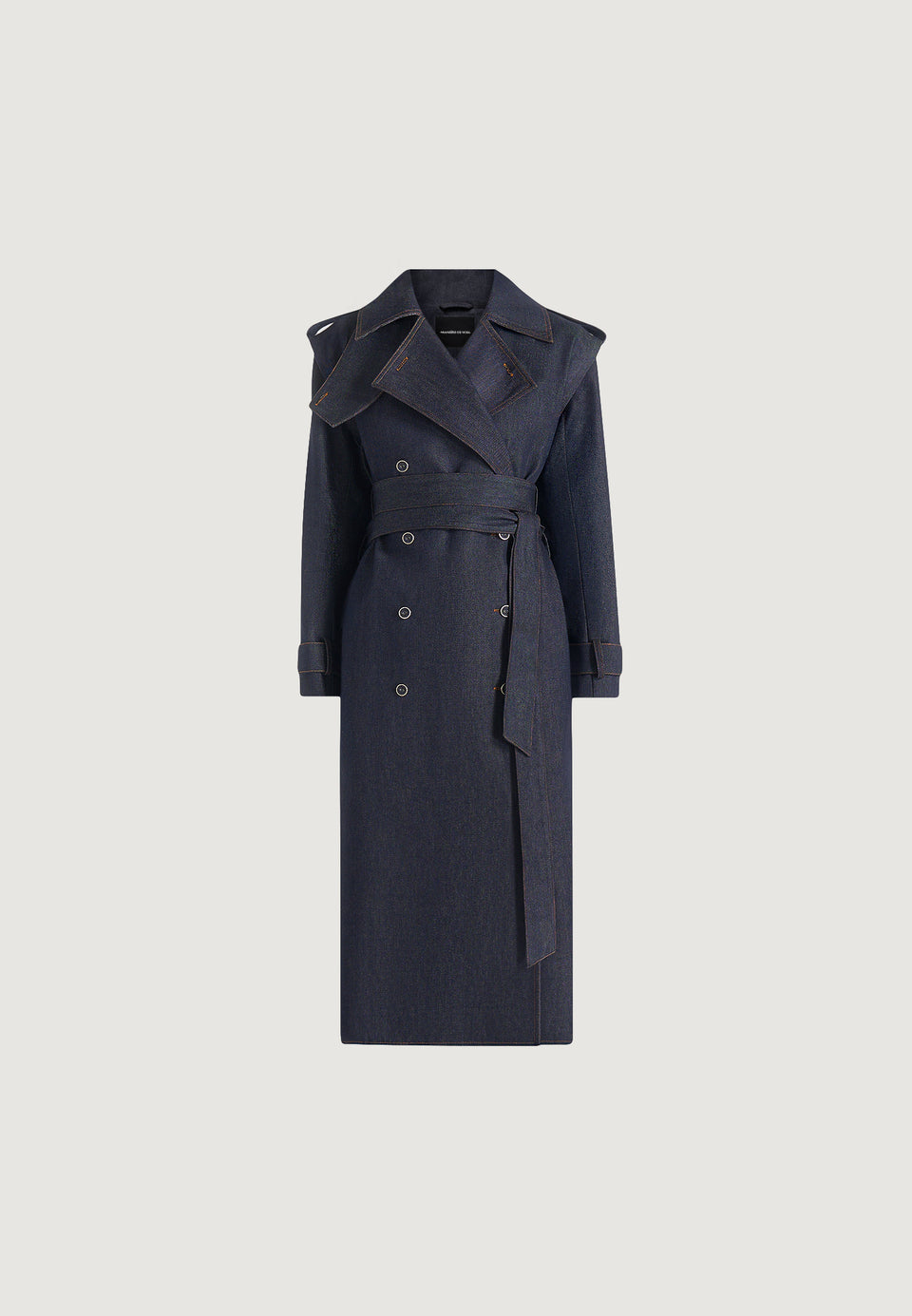 Esther - Denim Trench Coat With Double Belt - Indigo