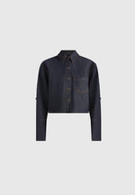 Maura - Boxy Cropped Roll-Sleeve Denim Shirt - Indigo