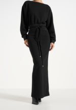 Esme - Belted Knit Maxi Jumper Dress - Black