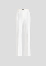 Quinn - High-Waisted Belted Fit & Flare Trousers - White