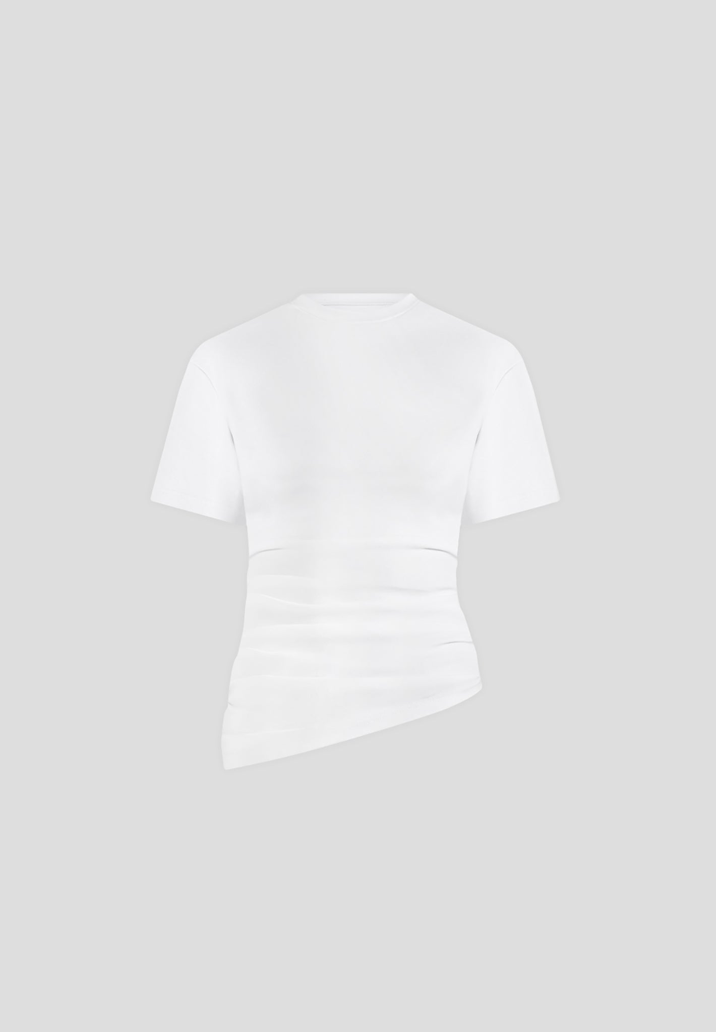 Pauline - Ruched Asymmetric Cotton T-Shirt - White