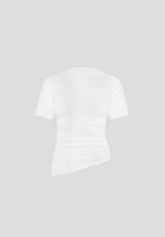 Pauline - Ruched Asymmetric Cotton T-Shirt - White