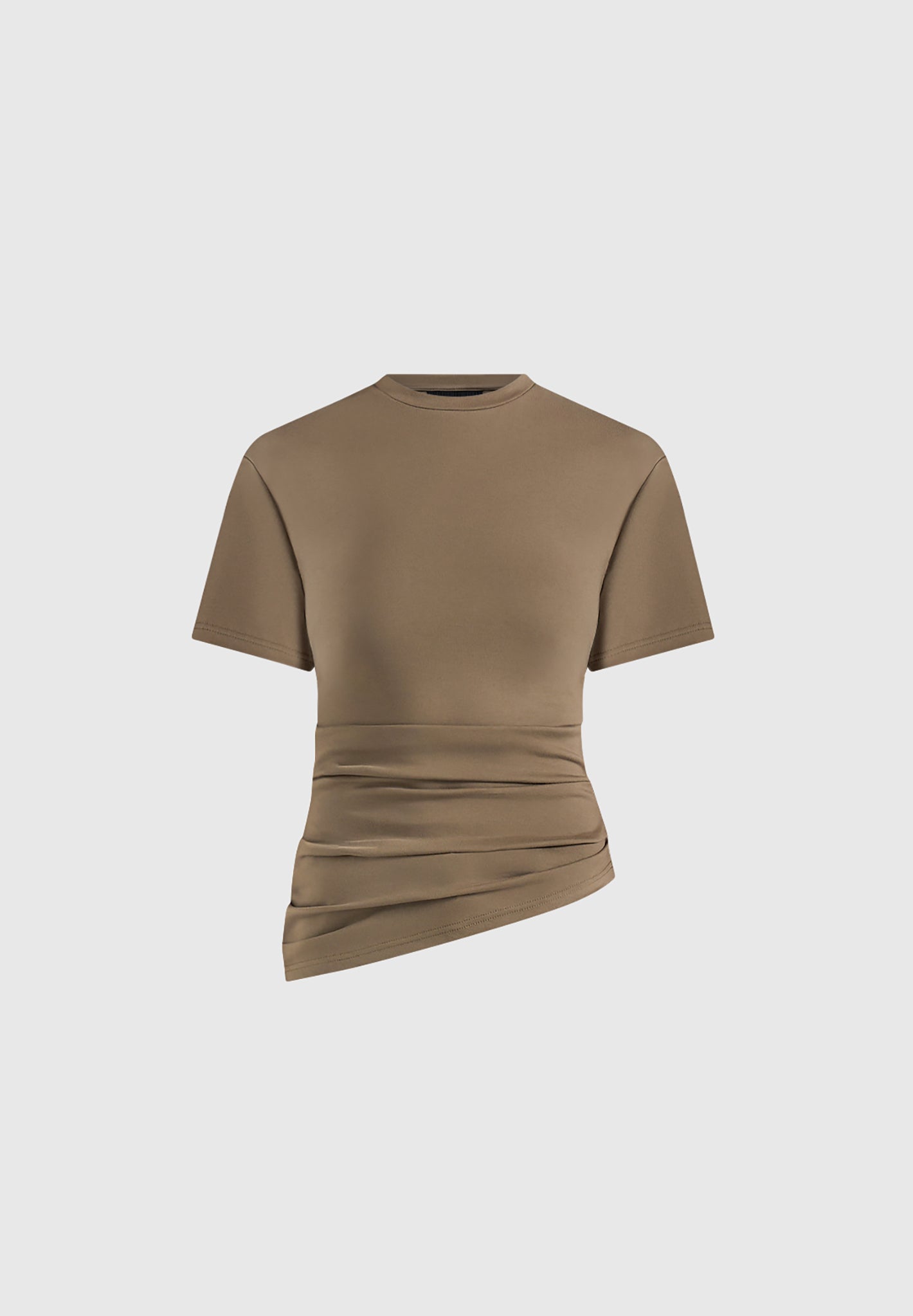 Pauline - Ruched Asymmetric Cotton T-Shirt - Olive