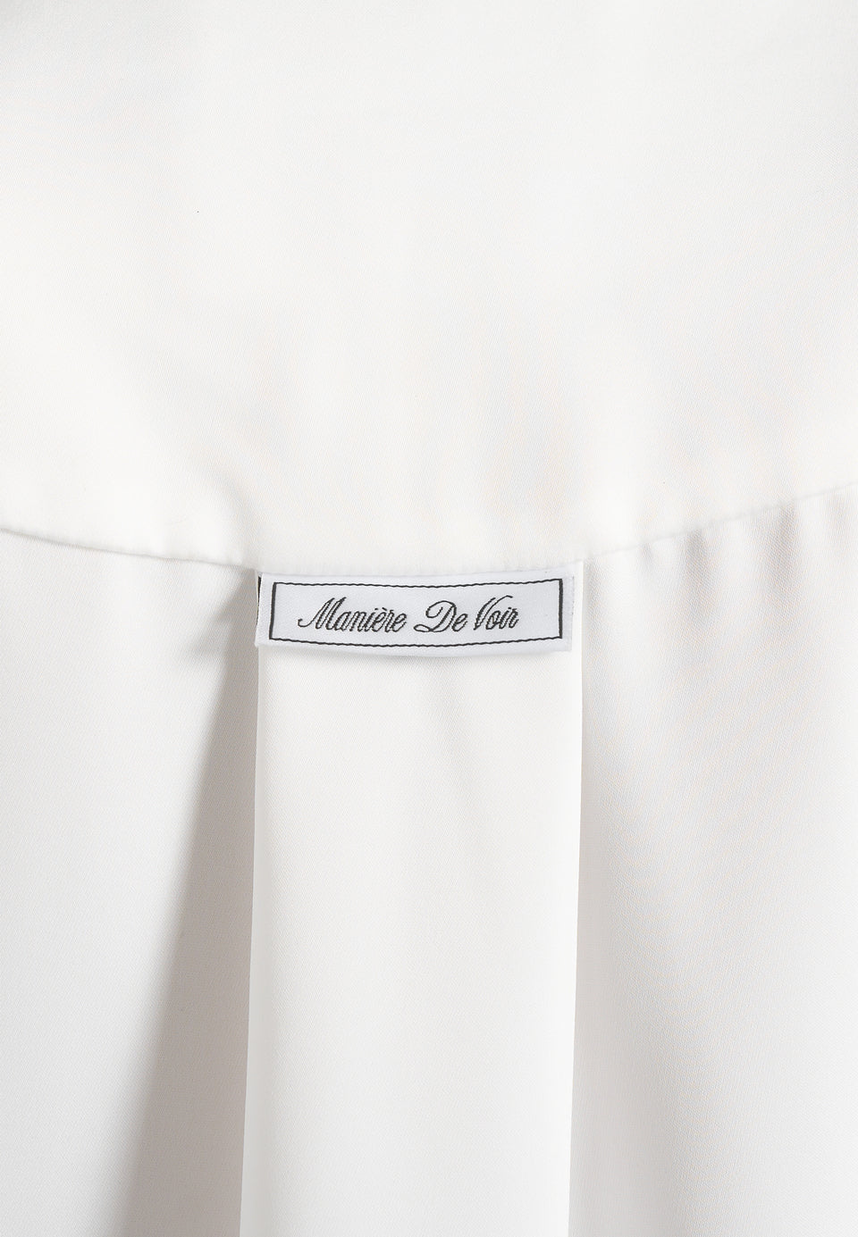 Hanelle - Satin Tie Neck Pleated Shirt - White