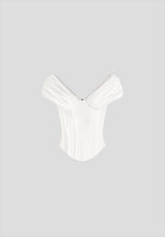 Ursula - Off-Shoulder Pleated Cotton Corset Top - White