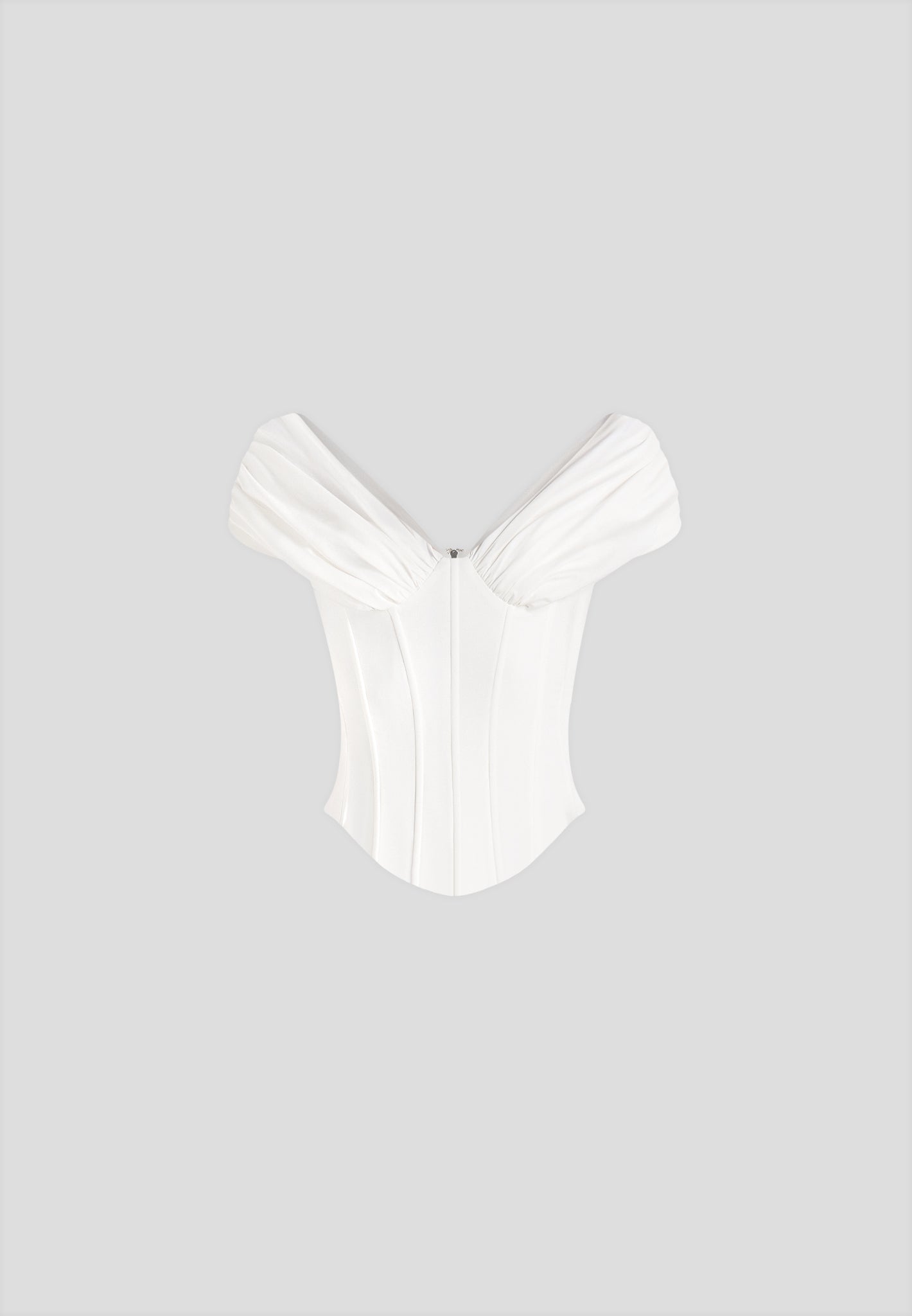 Ursula - Off-Shoulder Pleated Cotton Corset Top - White
