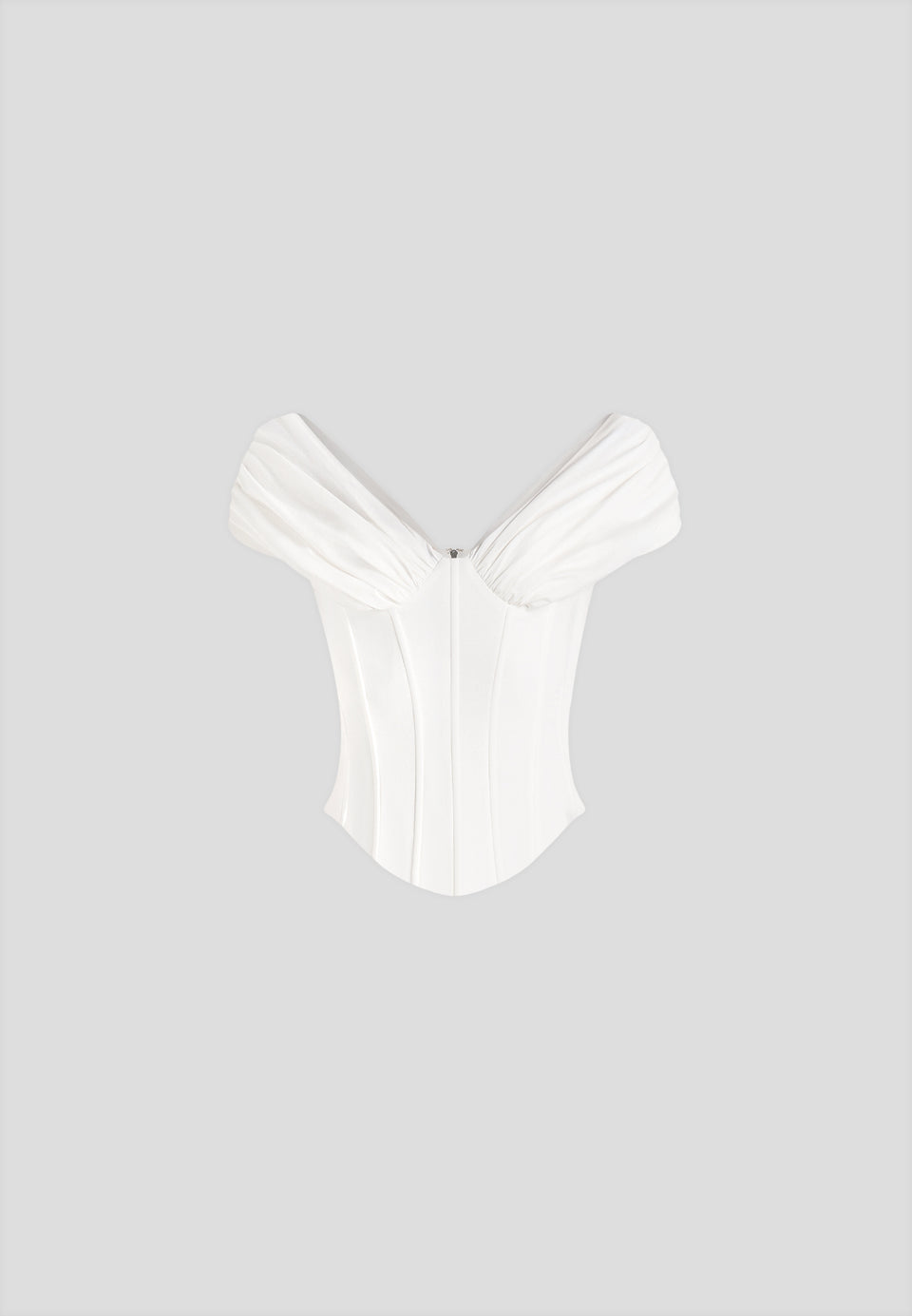 Ursula - Off-Shoulder Pleated Cotton Corset Top - White