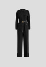 Ruby - Tailored Crepe Belted Utility Jumpsuit - Black
