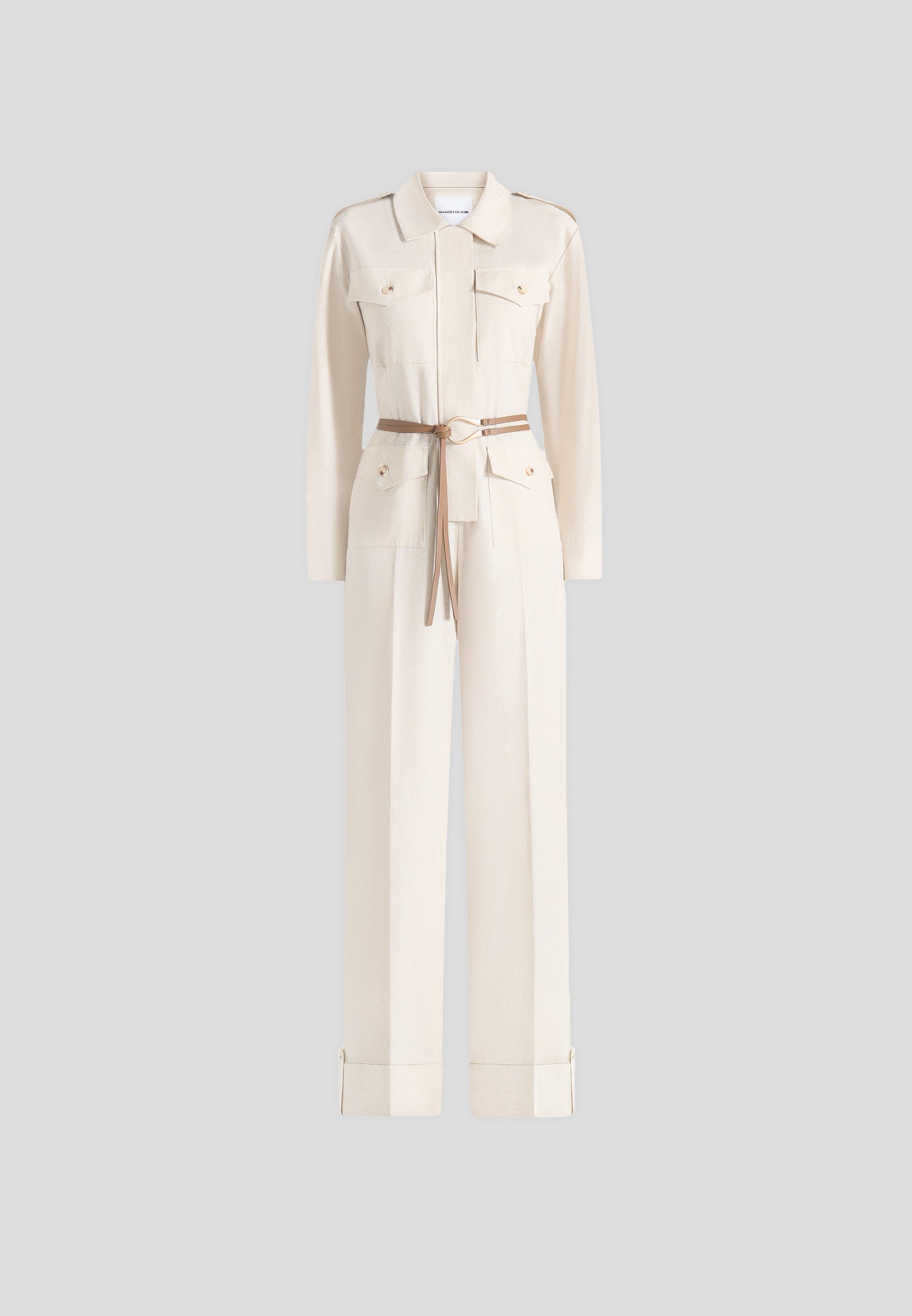 Ruby - Linen Belted Utility Jumpsuit - Natural