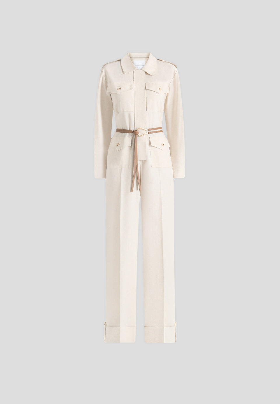 Ruby - Linen Belted Utility Jumpsuit - Natural